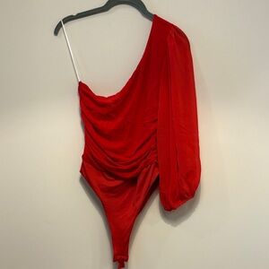 NWT Hello Molly Red One-Shoulder Bodysuit